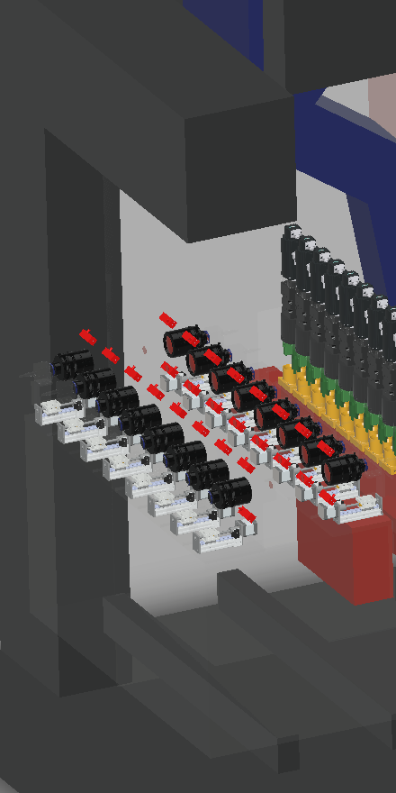 User CAD: two opposing banks with eight vision heads per bank
